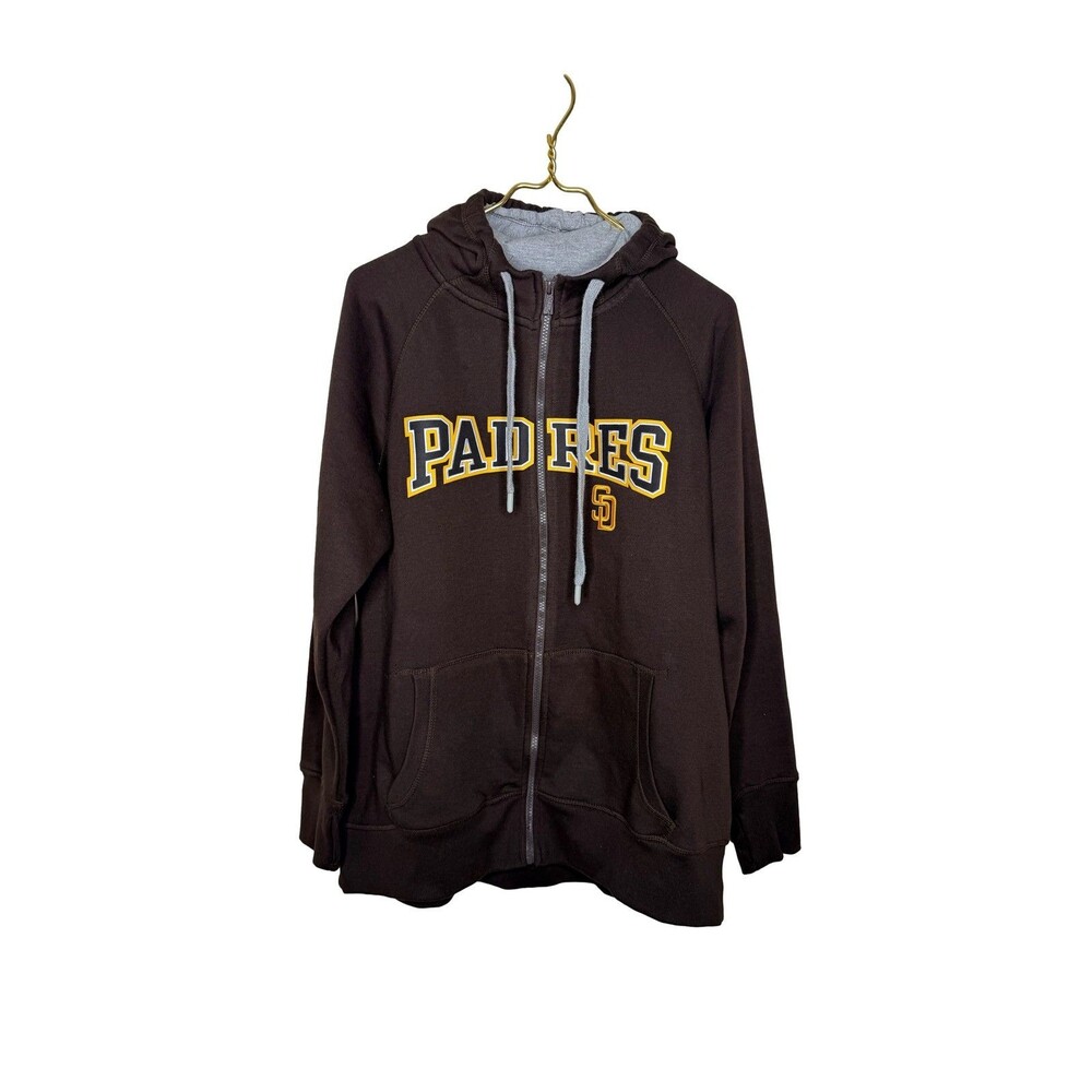 San Diego Padres MLB Baseball Full Zip Hoodie Brown Yellow Mens Sz XL